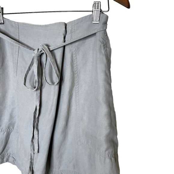 Aritzia Wilfred Vichy Mini Skirt Linen In Grey Color - Picture 4 of 10